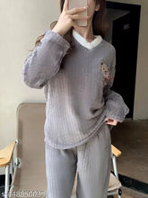 Trendy wool women's top & bottom set, long-sleeved, featuring M, L, XL sizes